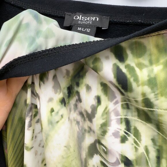 OLSEN‎ EUROPE Black Leopard Print Jersey Pullover Top M/L 12 - Picture 4 of 4